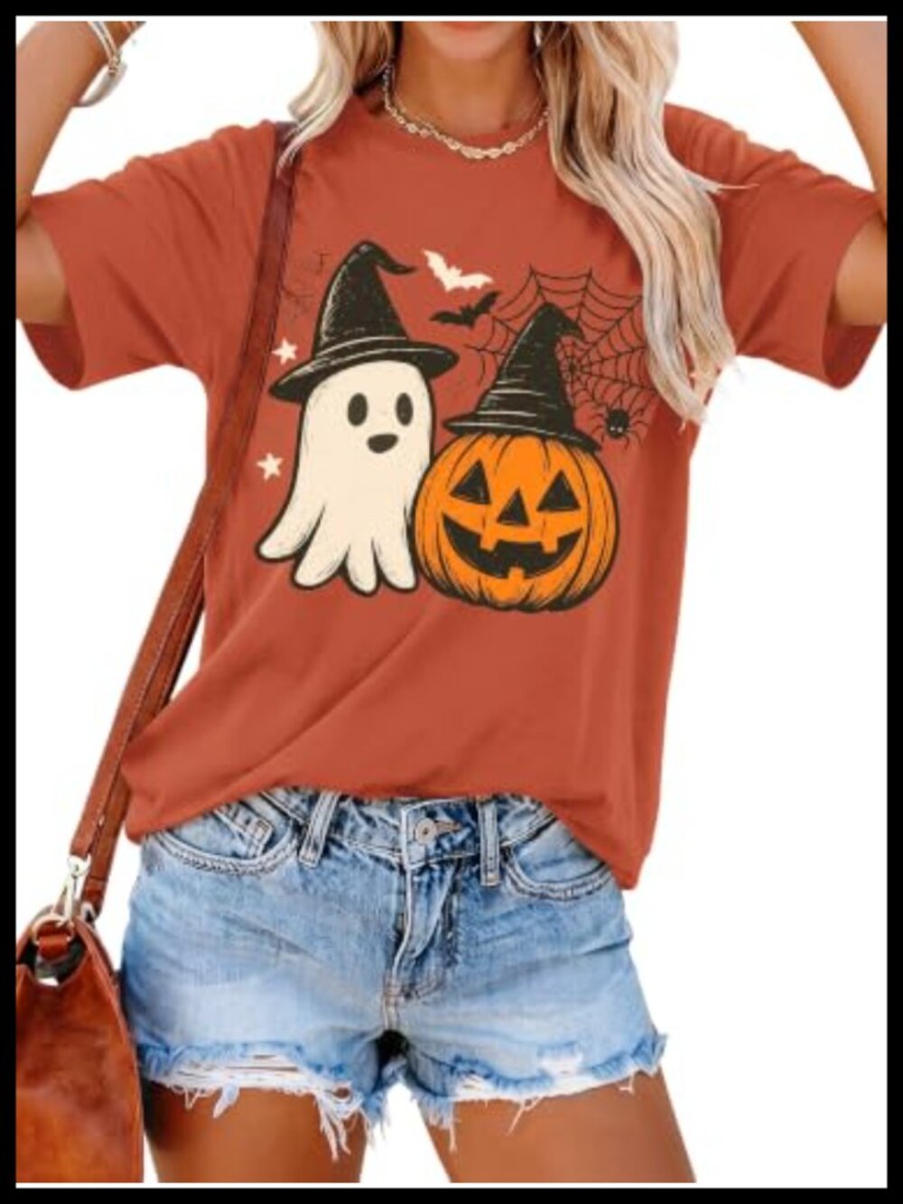 Womens Halloween Pumpkin Graphic T-Shirt Cotton Fall Short Sleeve Tee